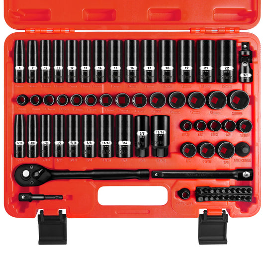 72Pc 3/8" Impact Wrench Set: Sae & Metric