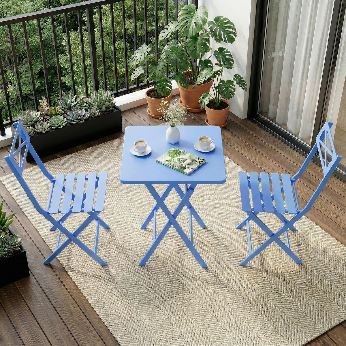 BLUE Folding 3-Piece Bistro Set