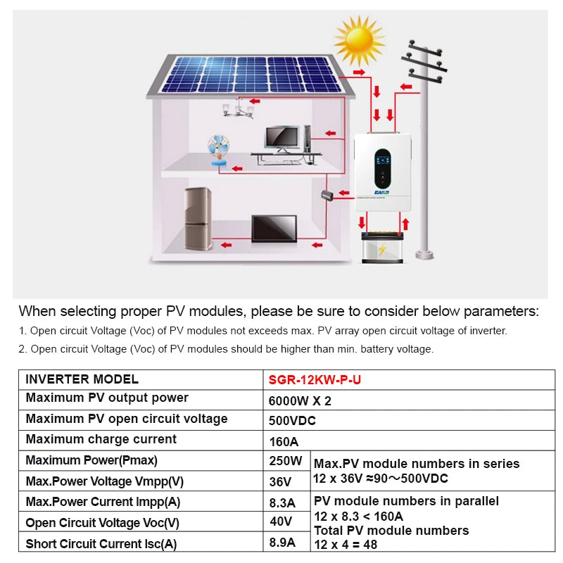 12KW hybrid solar inverter