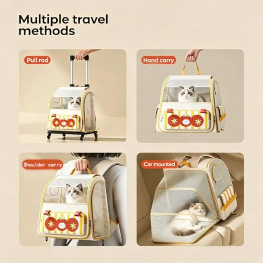 Pet Carrier Trolley Box with Wheels
