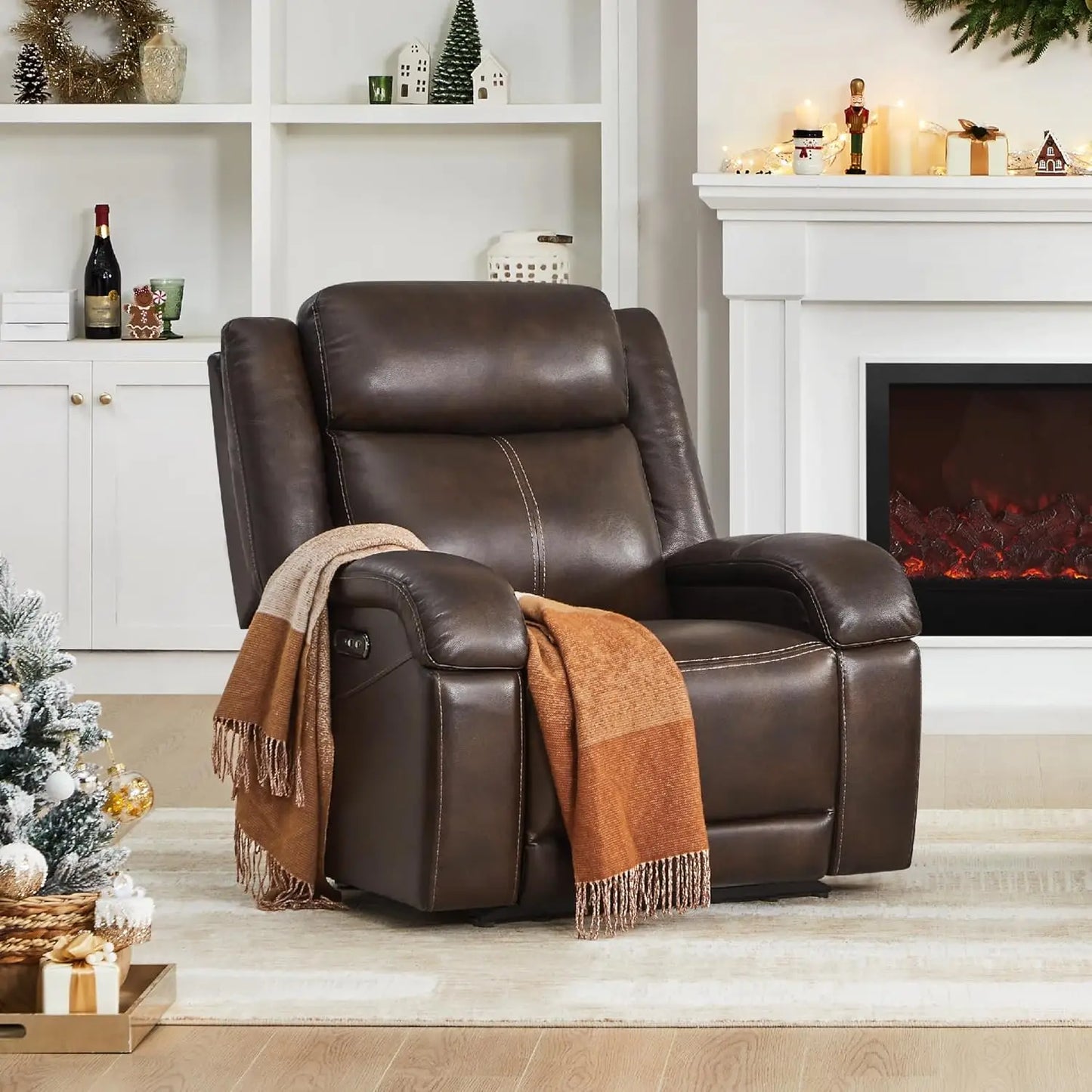 Leather Power Recliner Chair Wall Hugger