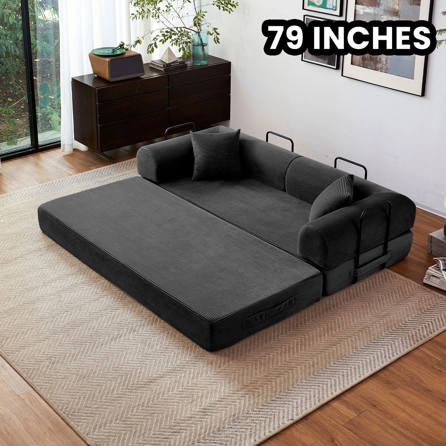 79'' Convertible Futon Sleeper Sofa Bed