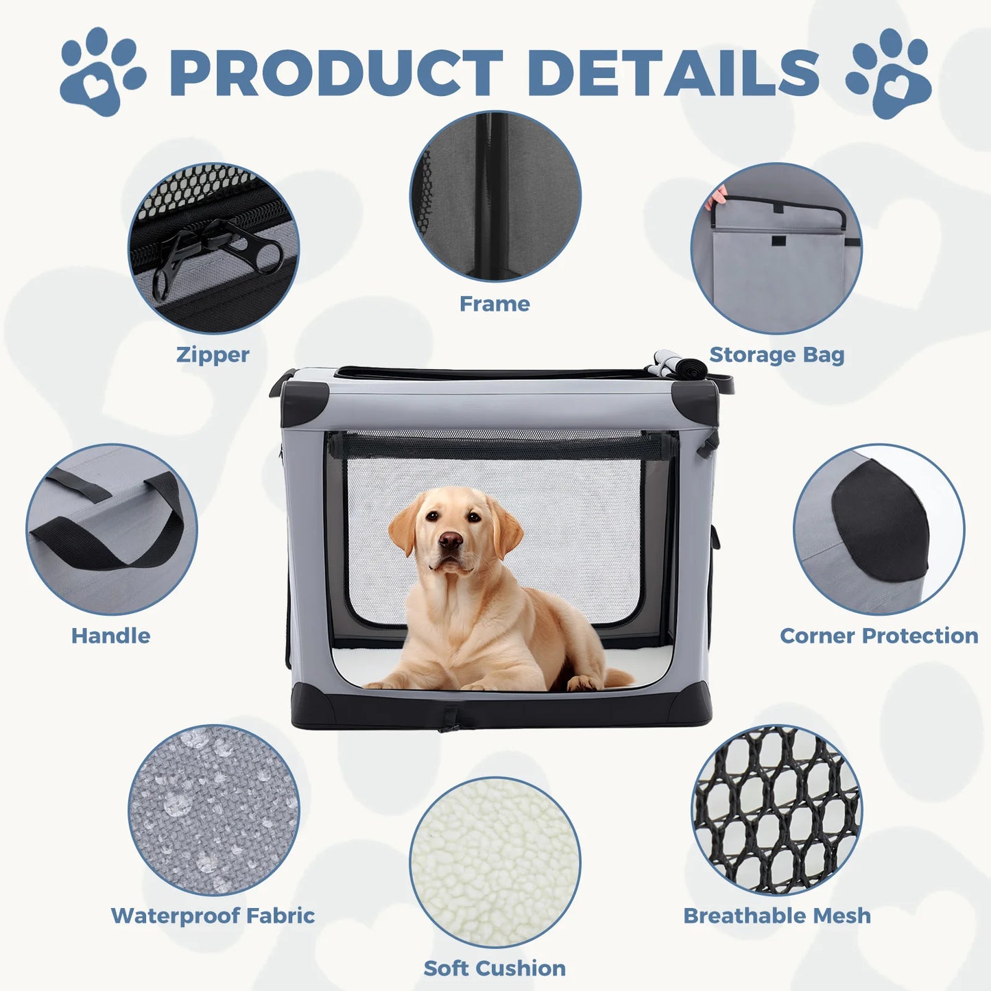 Oxford Fabric Foldable Soft Dog Crate