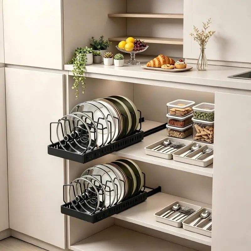 pots, bowls, and lids storage rack