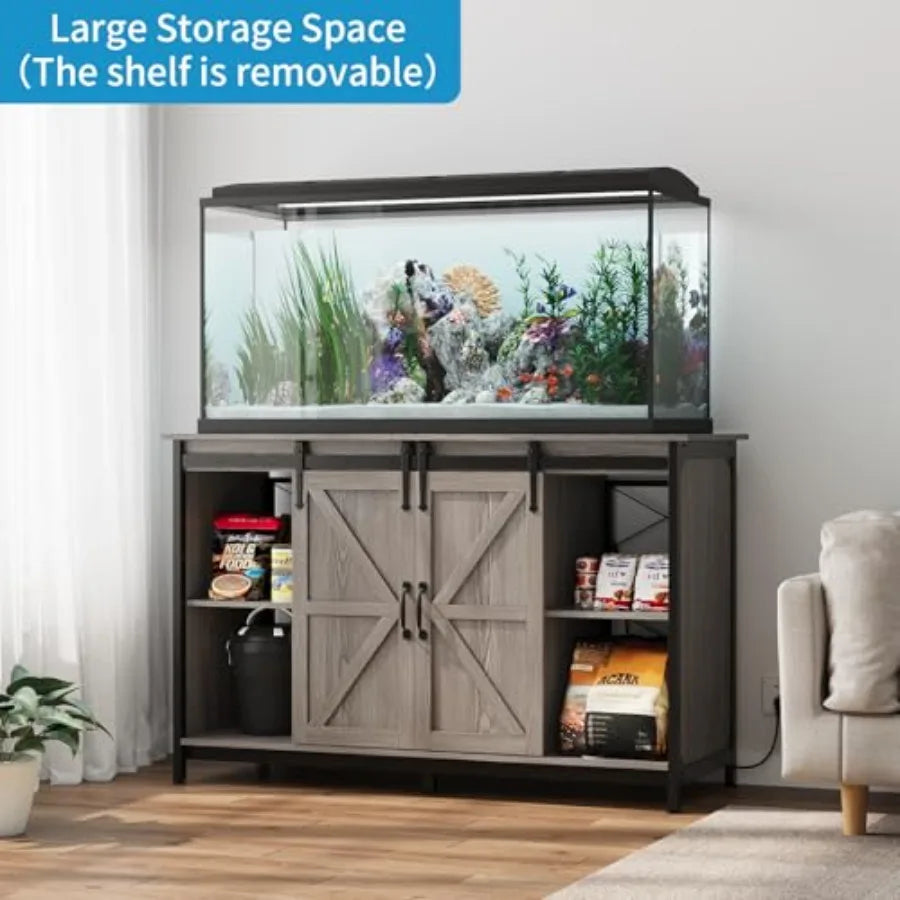Farmhouse 55-75 Gallon Fish Tank Stand with Power Outlet