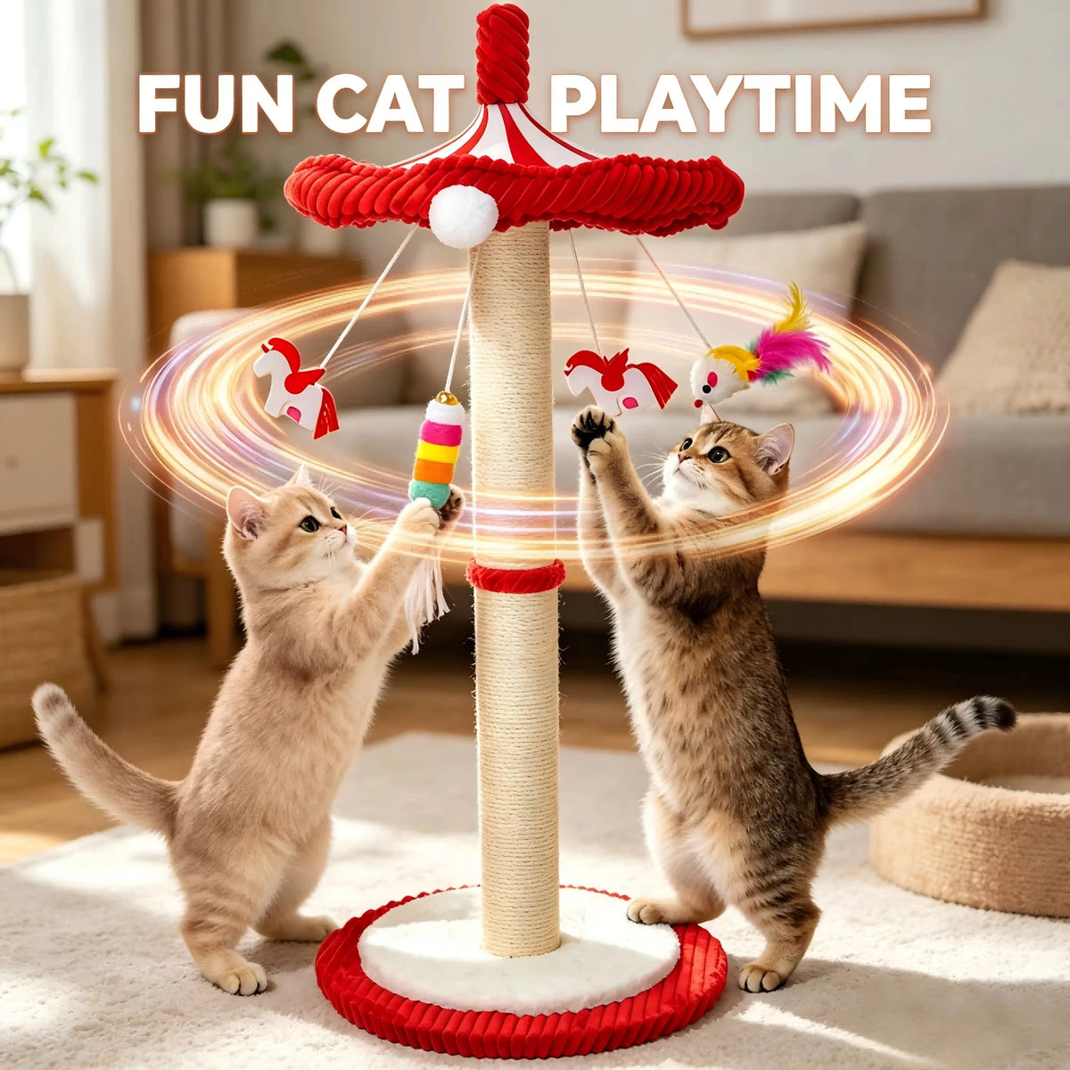 Cat Scratching Post with Hanging Toys