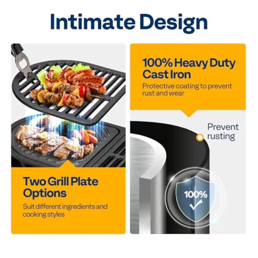 Oval Cast Iron Grill with Interchangeable Grates