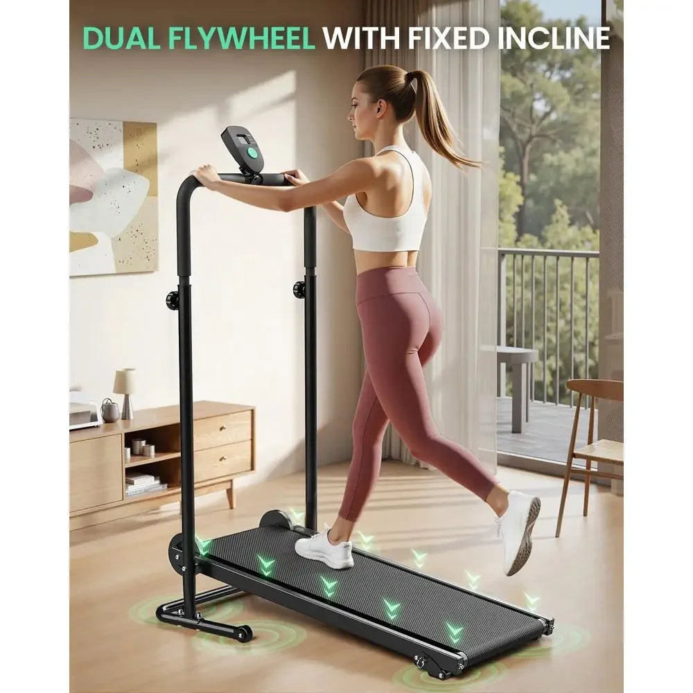 Foldable Manual Treadmill with Adjustable Incline