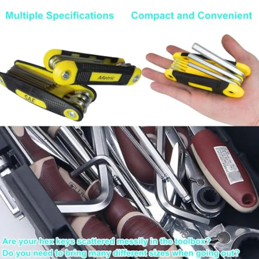 Folding Allen Wrench Set Metric and SAE