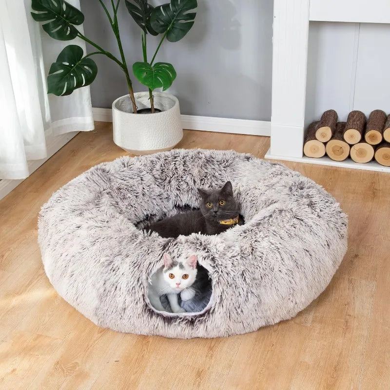 Pet Tunnel Bed with Washable Cushion