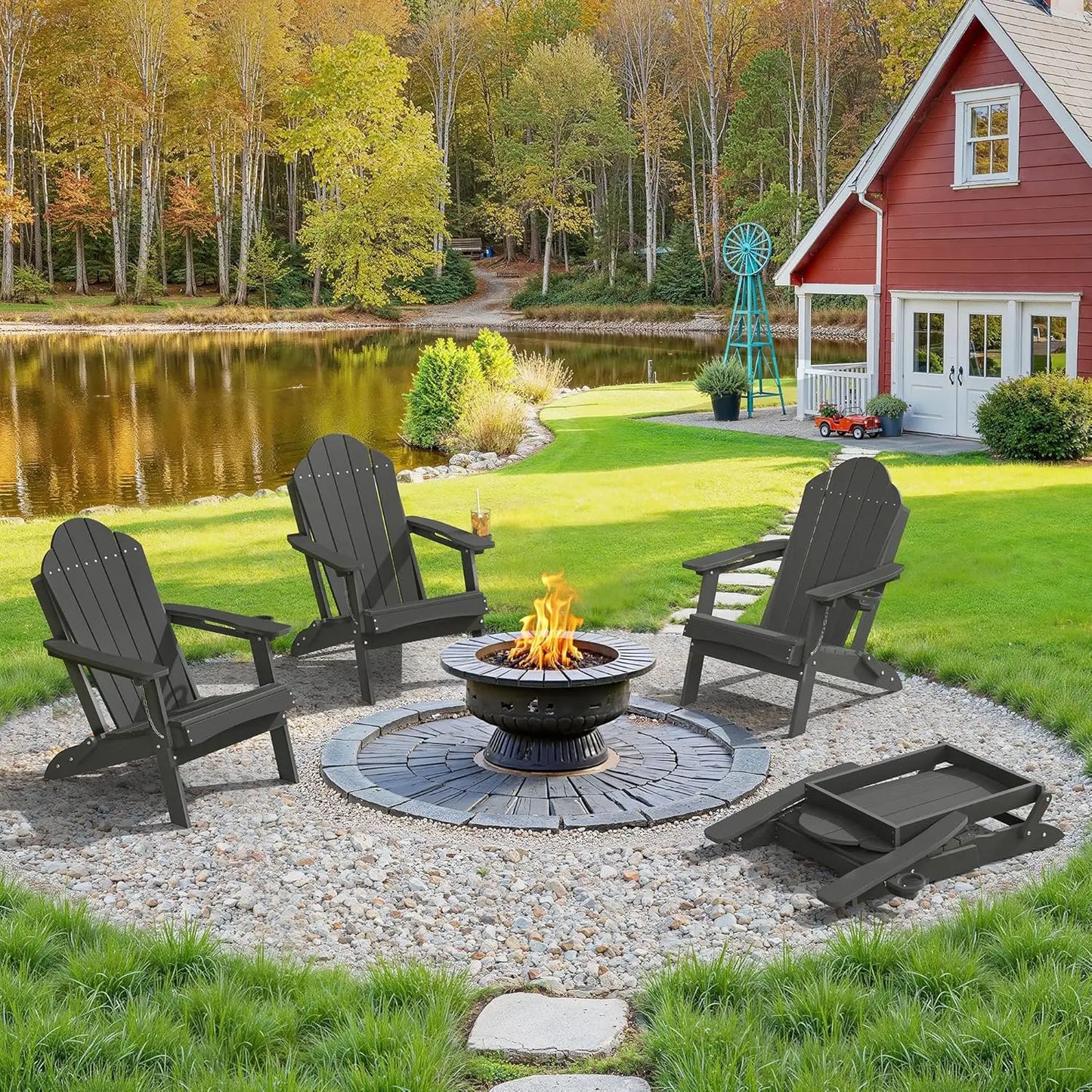 Folding Adirondack Chair Set 4