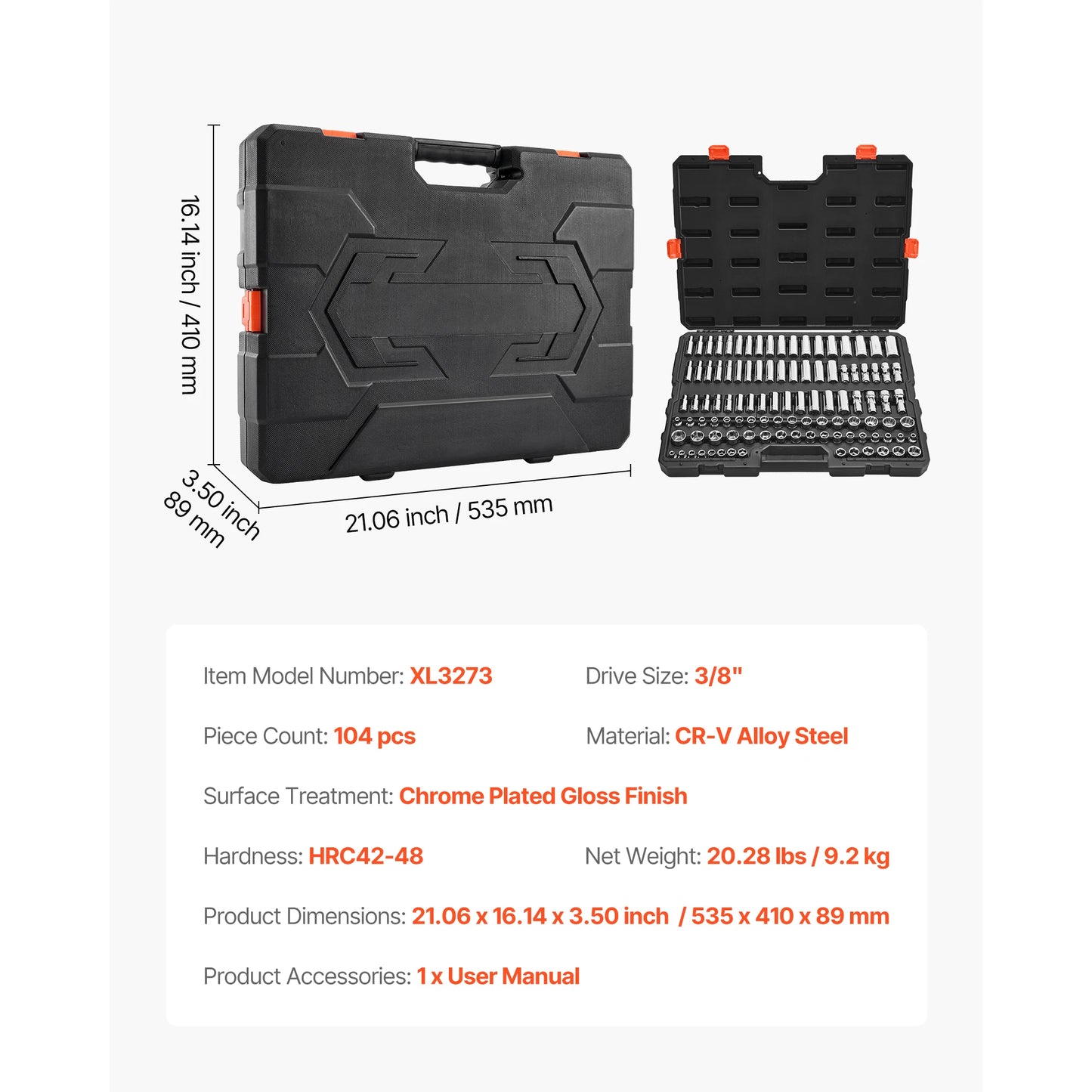 3/8 1/4 1/2in Drive Socket and Ratchet Set SAE Metric