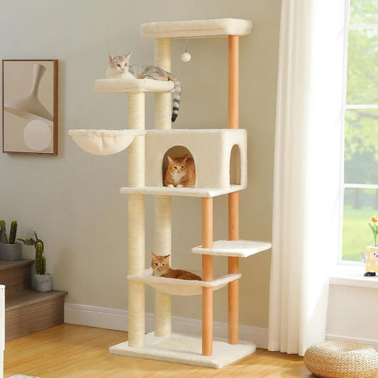 73 Inches Tall Wooden Cat Tower