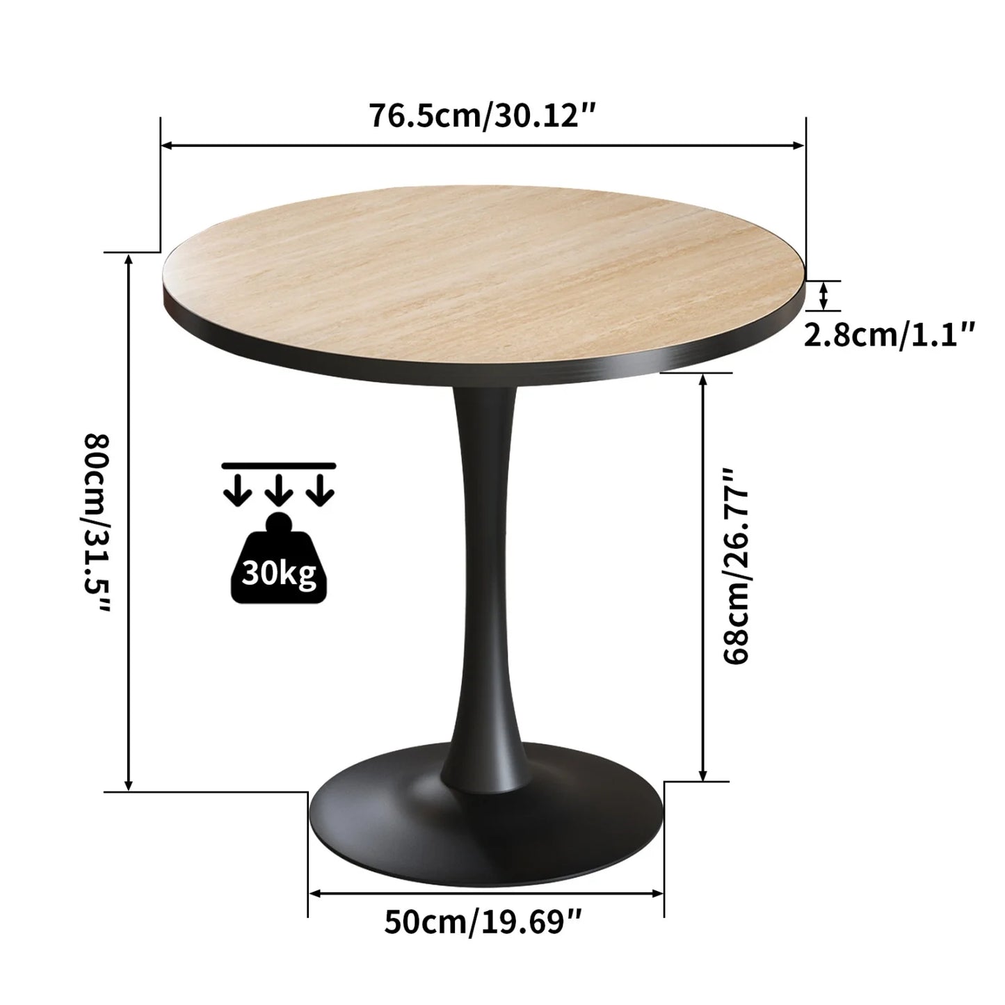 77cm Round Dining Table Chairs Not Included
