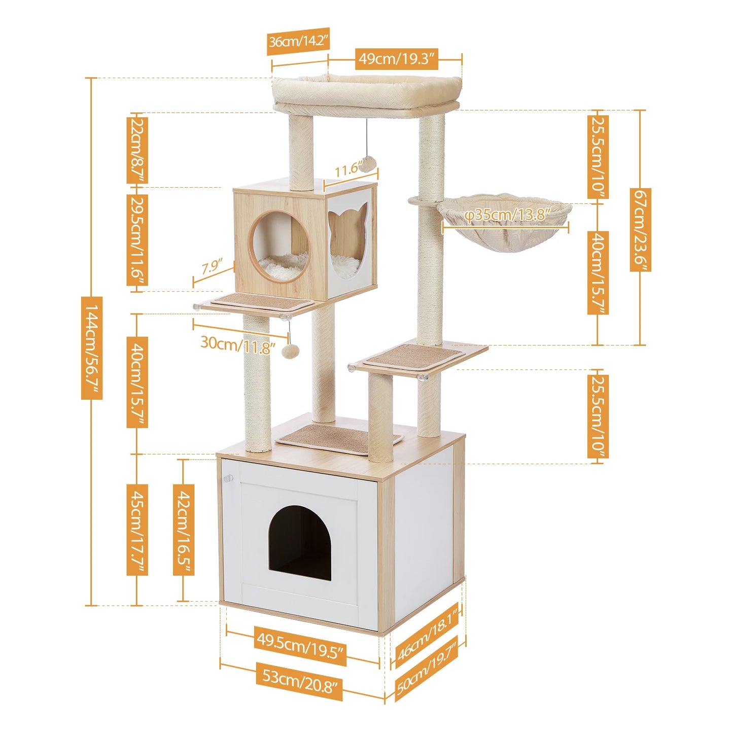 Cat Tree with Litter Box Enclosure