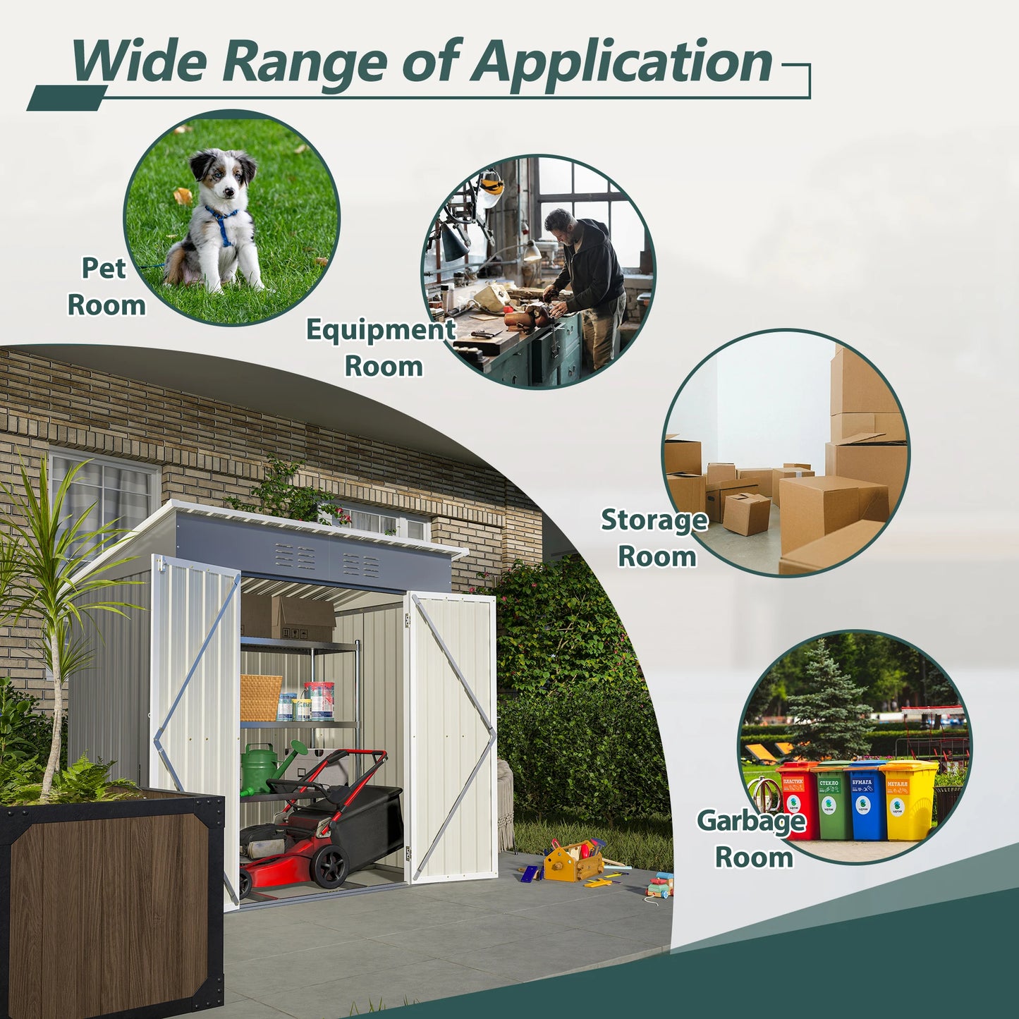 6x4 Ft  Metal Outdoor Storage Shed  with Floor Frame