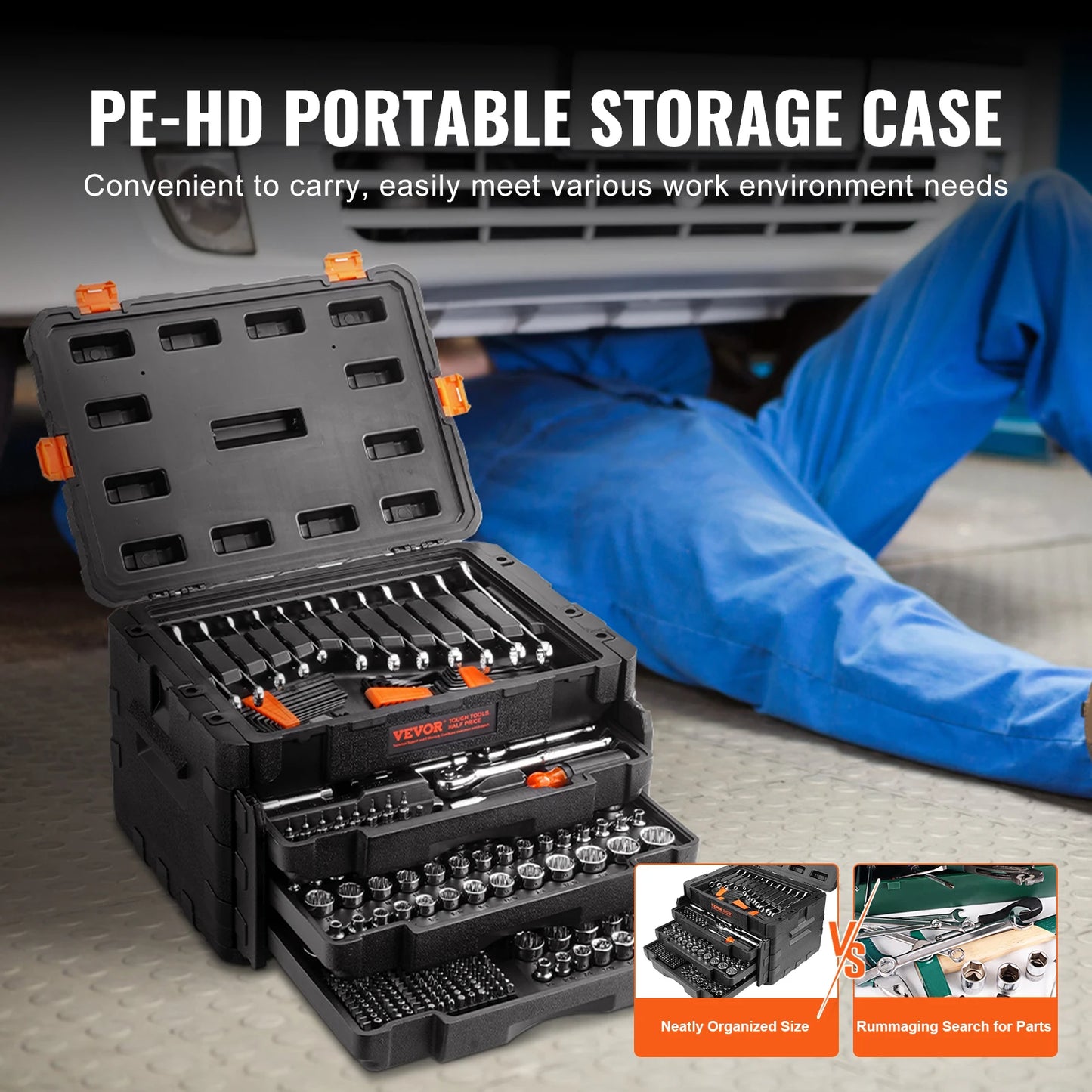 Mechanics Tool Set and Socket Set 1/4" 3/8" 1/2" Drive