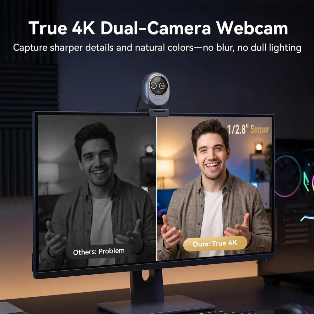 Dual-Camera 4K Webcam