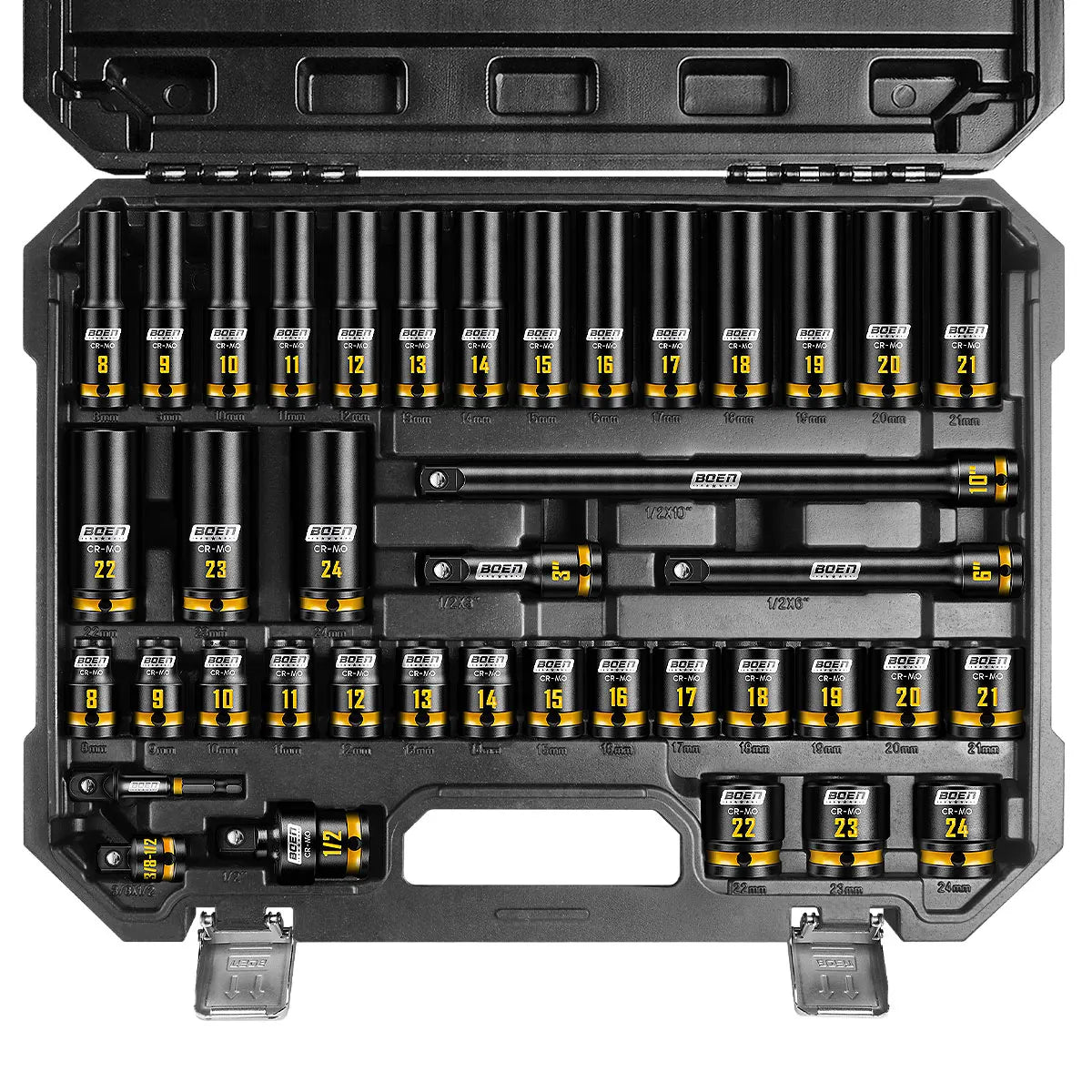 40-Pieces 1/2" Drive Impact Socket Set, Metric