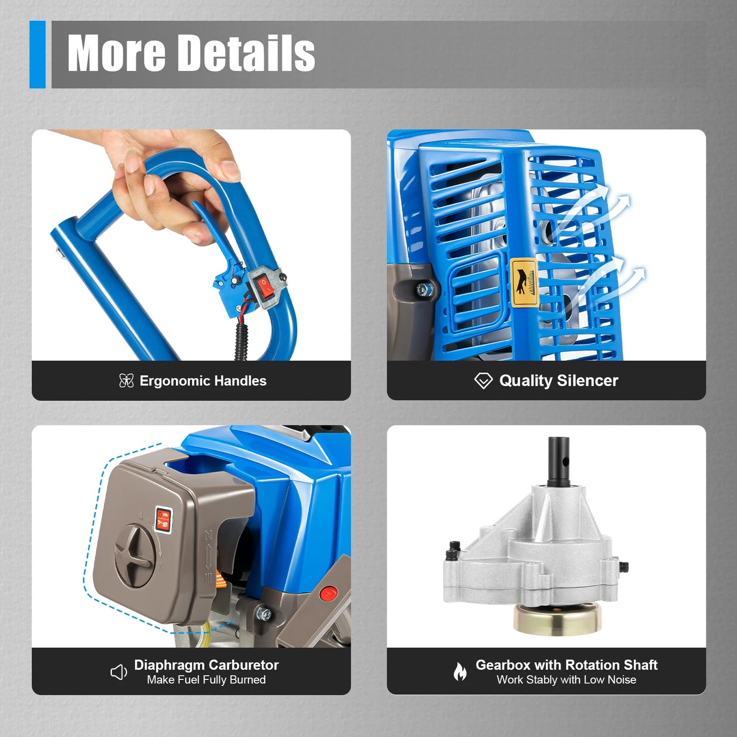 Wheelbarrow Post Hole Digger Kit with 300mm Drill 63CC 2-Stroke Gas Powered Digging Machine