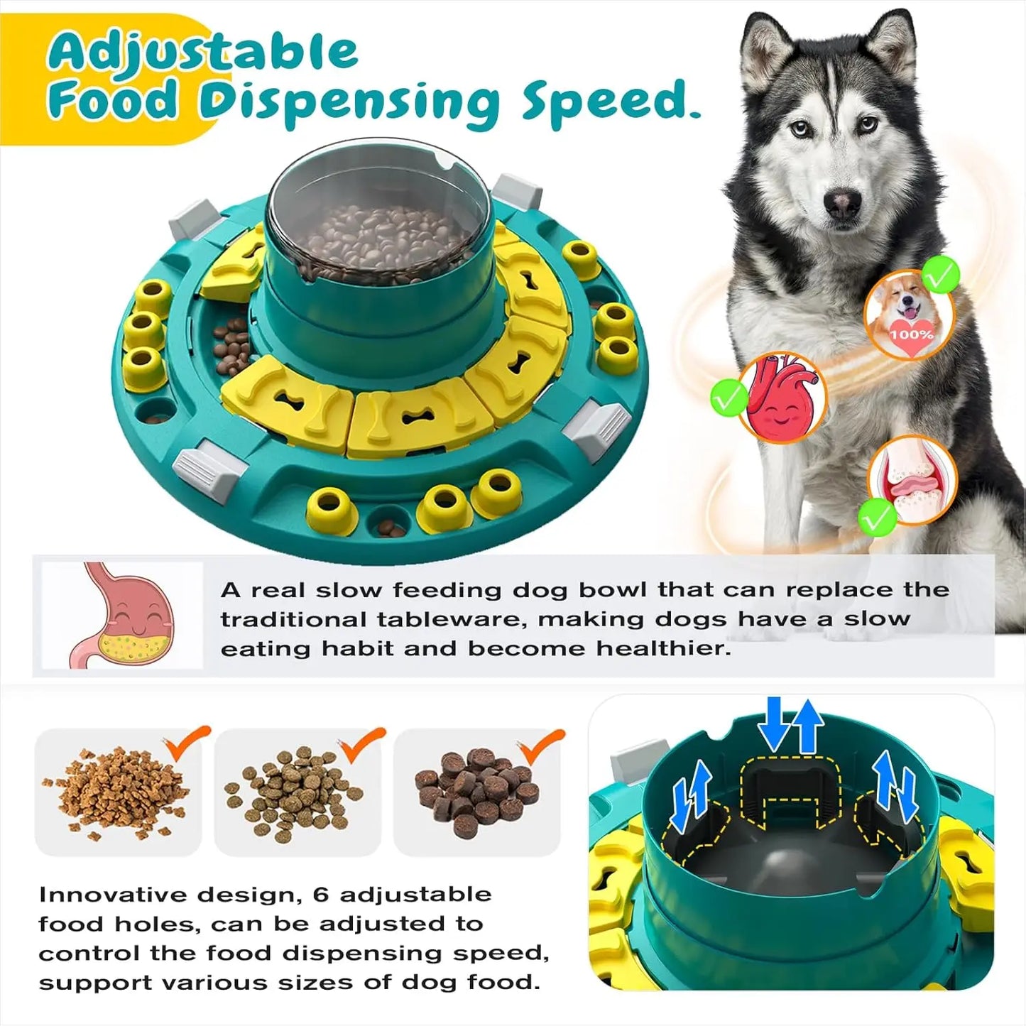 Dog Puzzle Toy,  Treat Dispenser, Slow Feeder