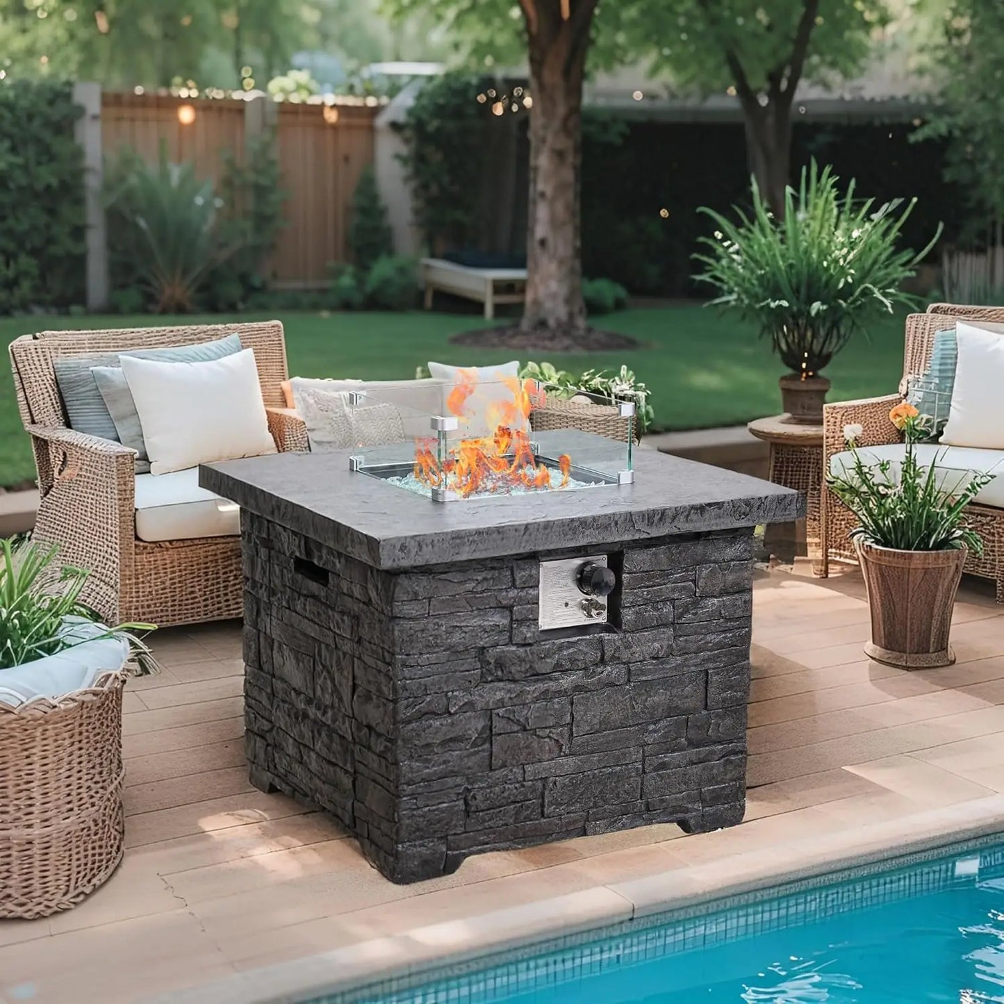 35in 50000BTU Propane Fire Pit Table Set
