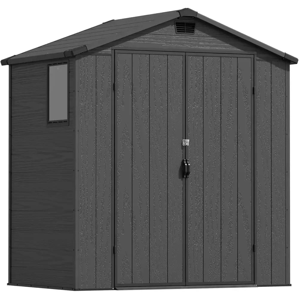 6x4 Plastic Storage Shed with Floor, Window, and Lockable Door