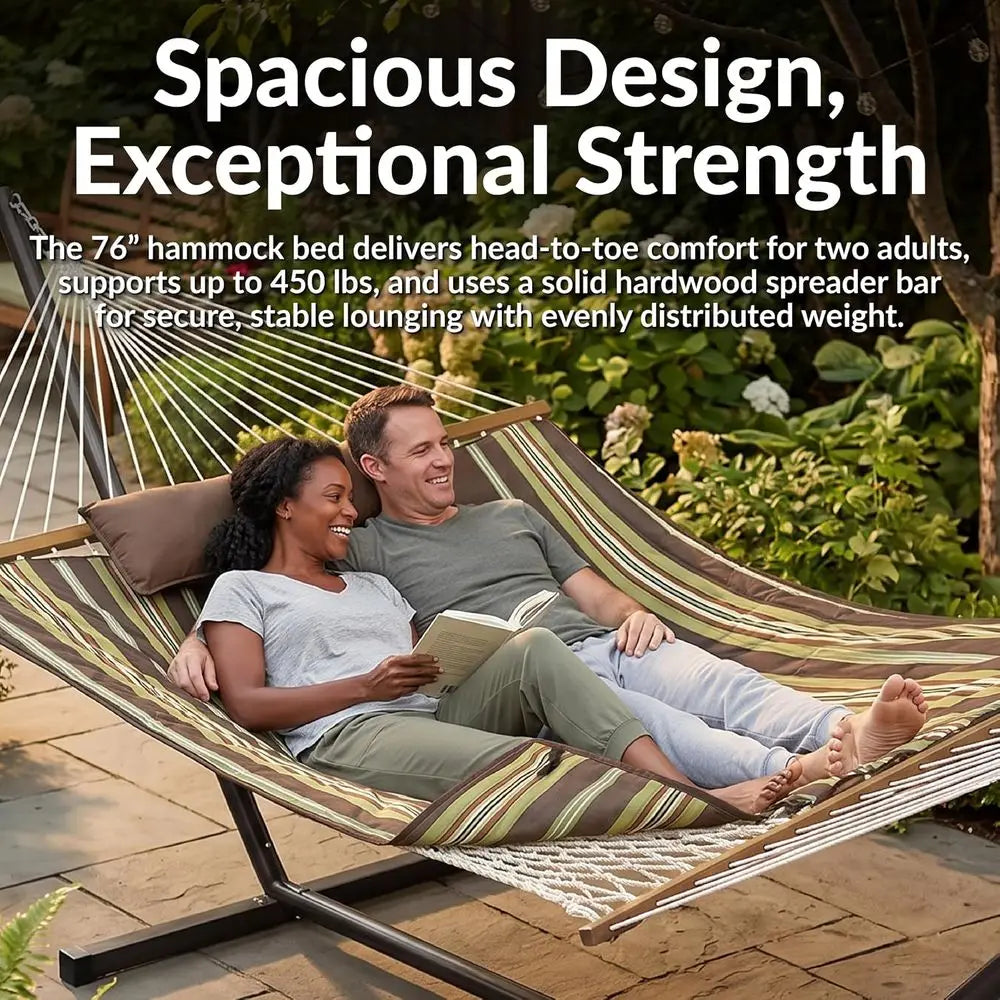 Rope Double Hammock with Stand