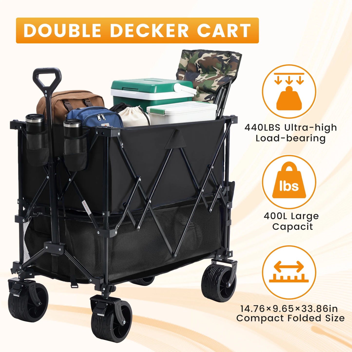 Double Decker Wagons Cart 440 lbs