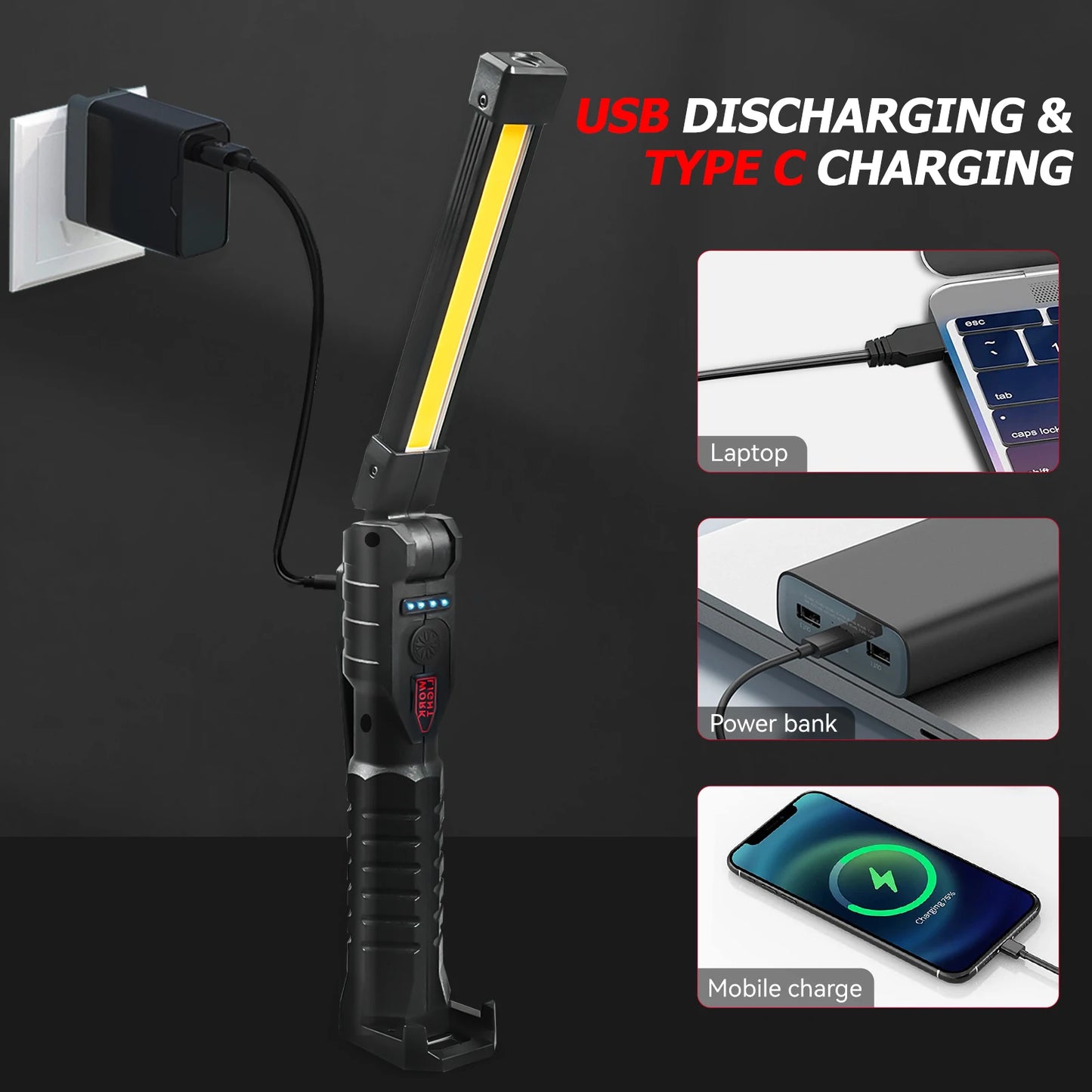 2PCS Rechargeable Camping LED Work Light