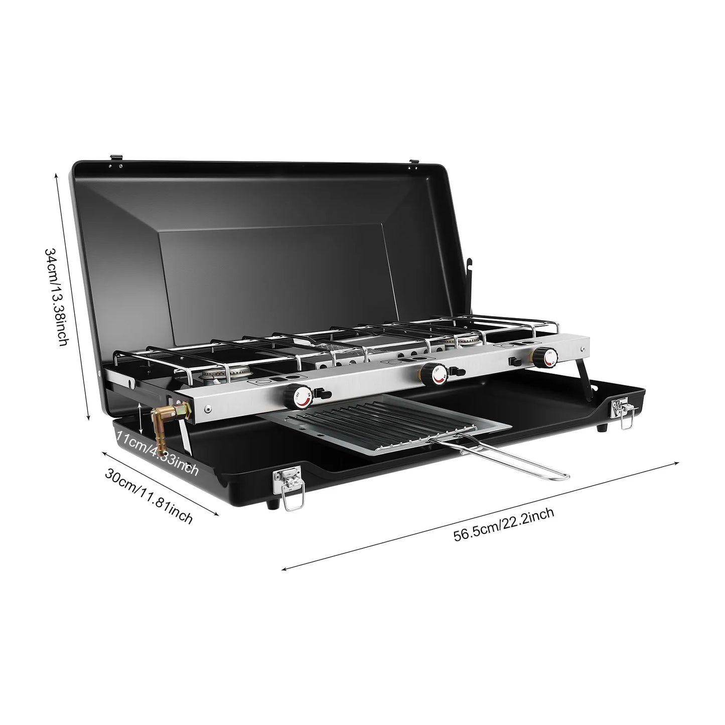 Portable Camping Stove 3-Burner Gas