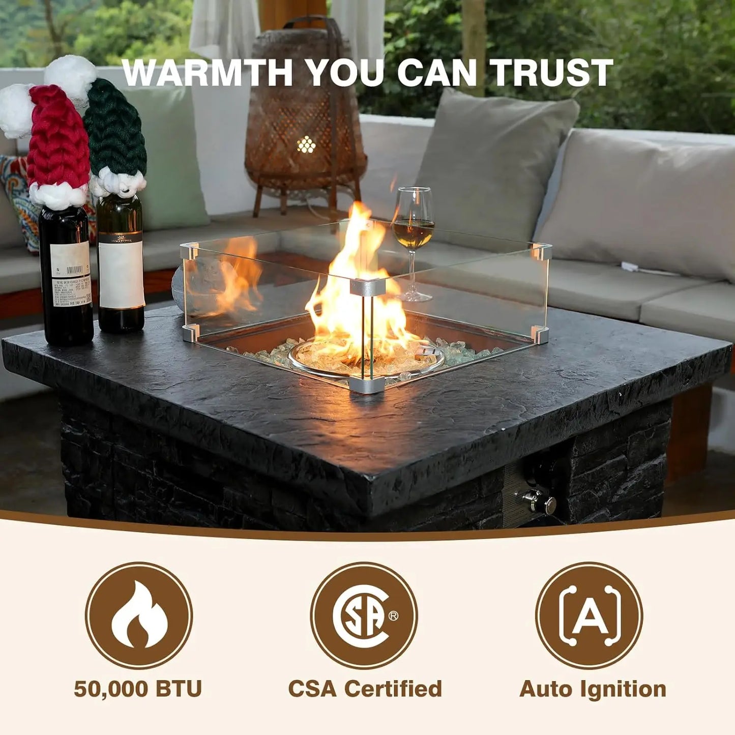 35in 50000BTU Propane Fire Pit Table Set