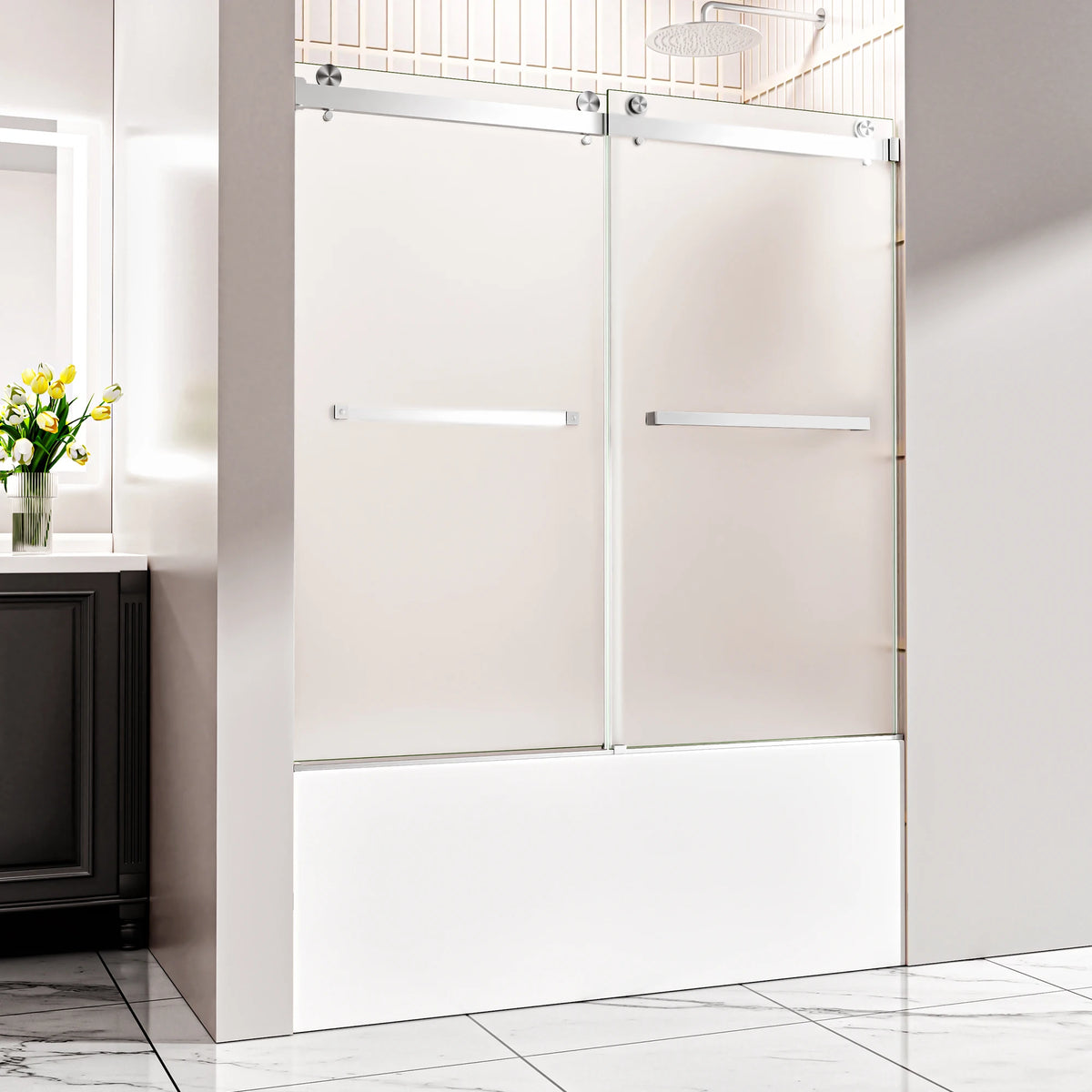 Double Sliding Shower Door, 60' W X 60' H