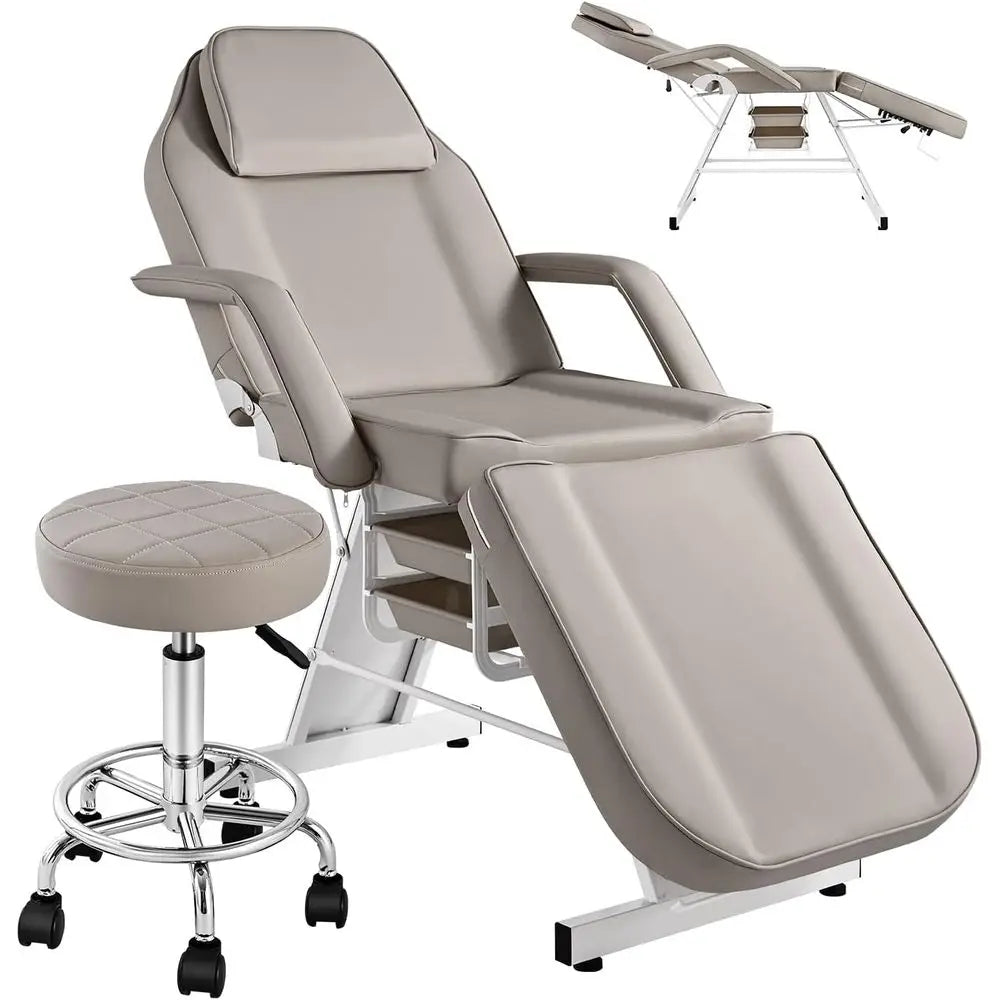 Gray Tattoo Chair with Stool