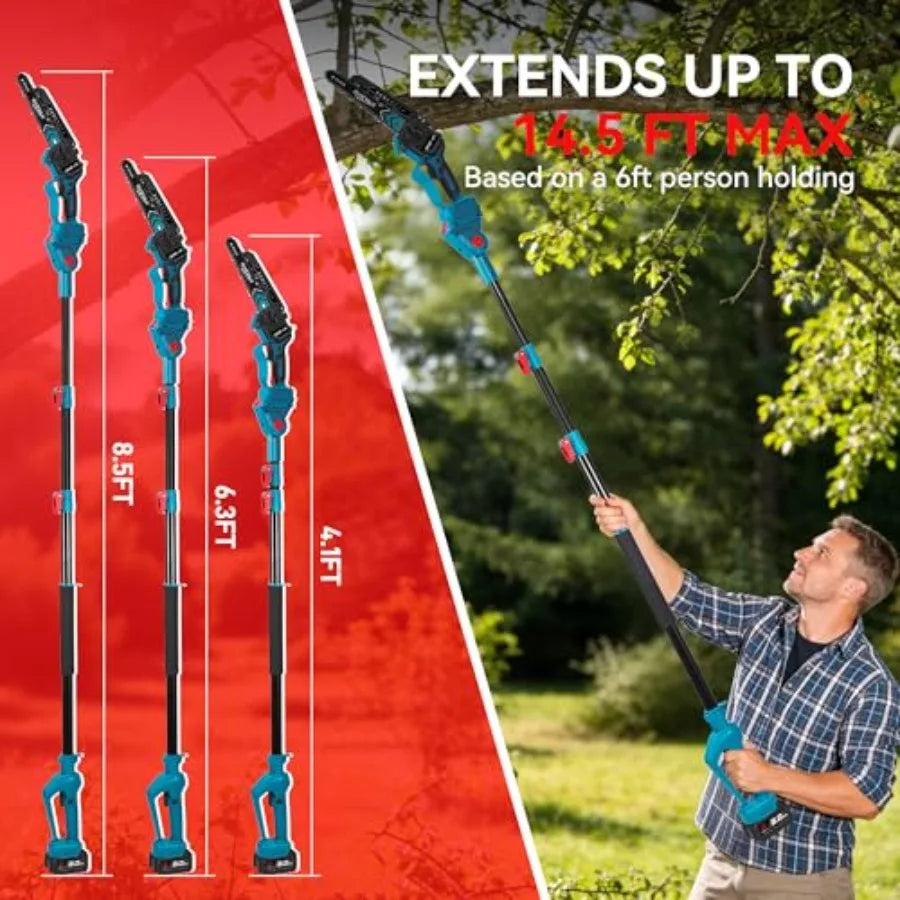 cordless pole saw hedge trimmer, 14.5 ft reach