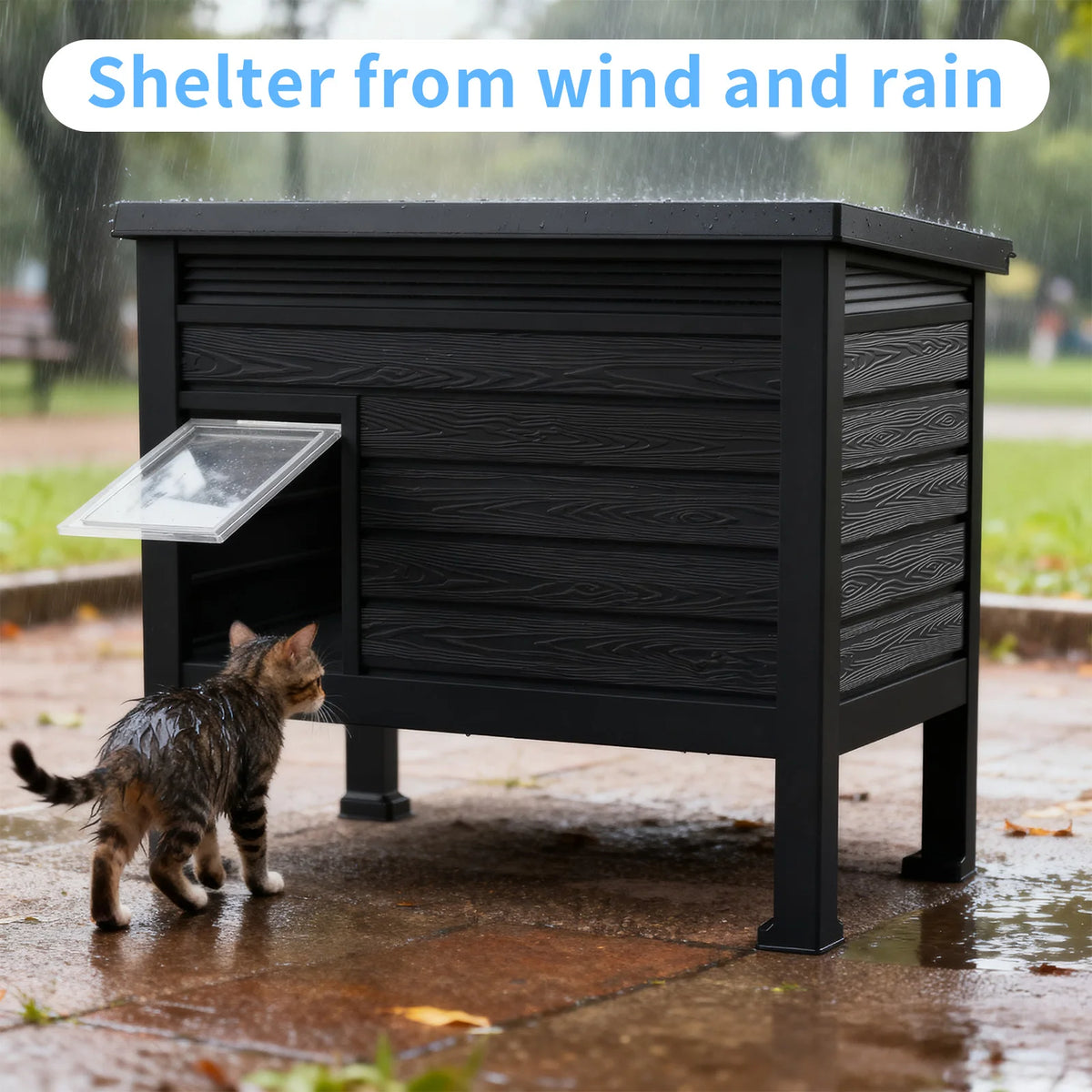 Weatherproof Plastic Cat House with Heating Pad