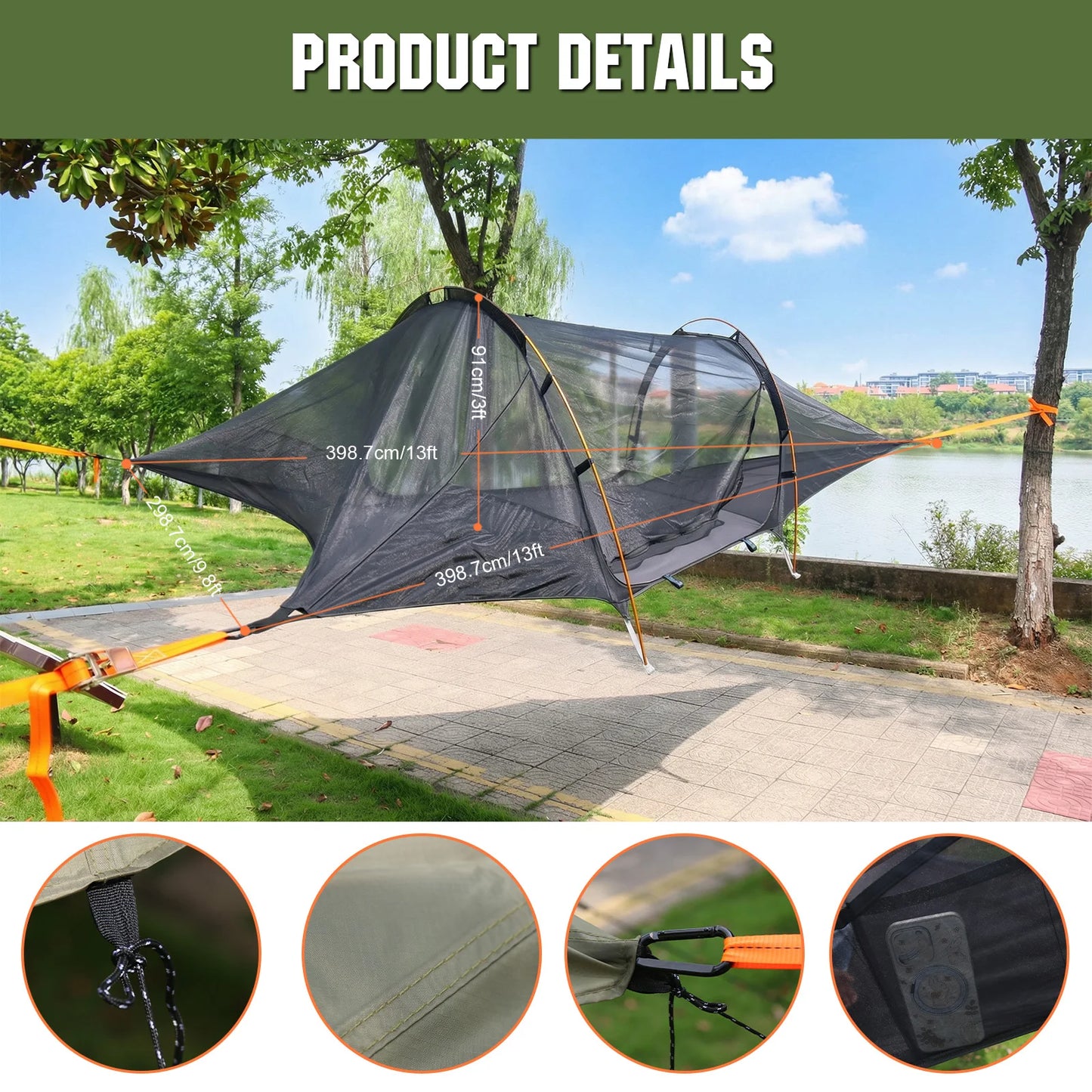 Camping Hammock with Mosquito Net & RainFly