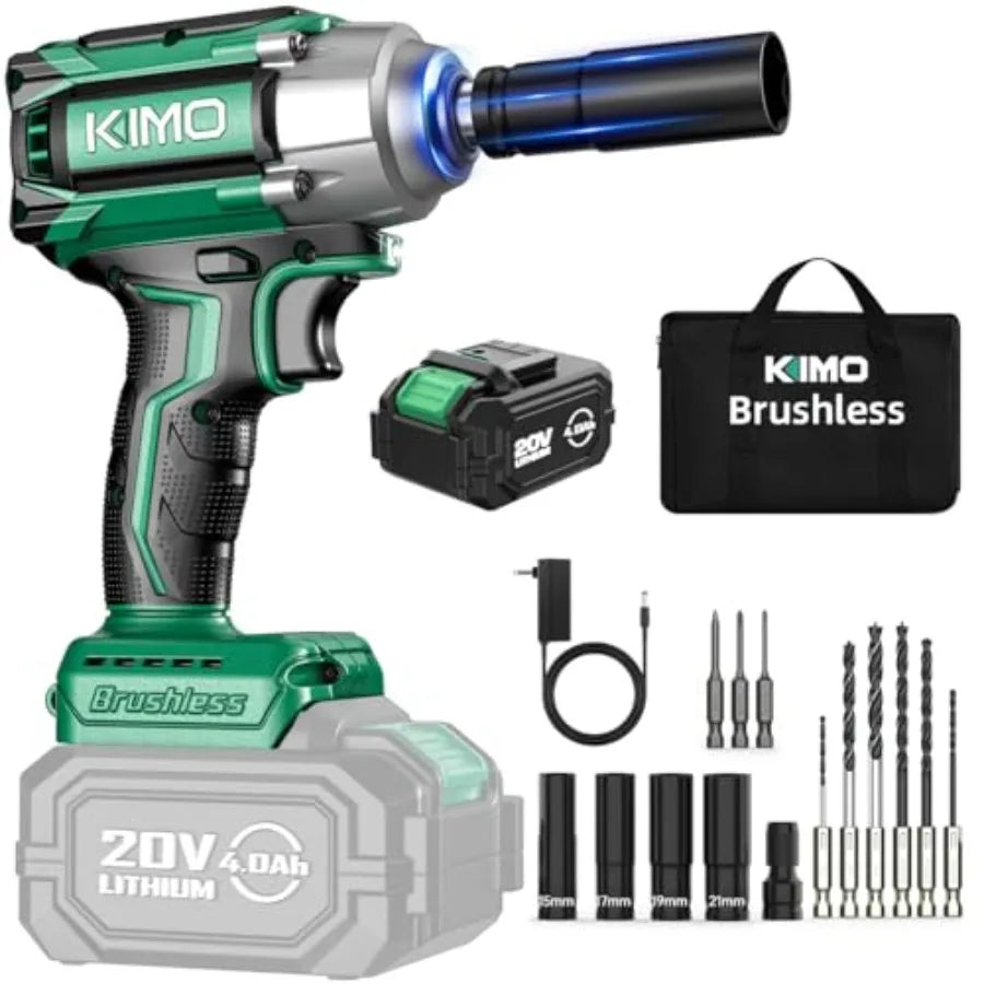 Impact Wrench 1/2 Cordless, 9-Piece Drill and Driver Set