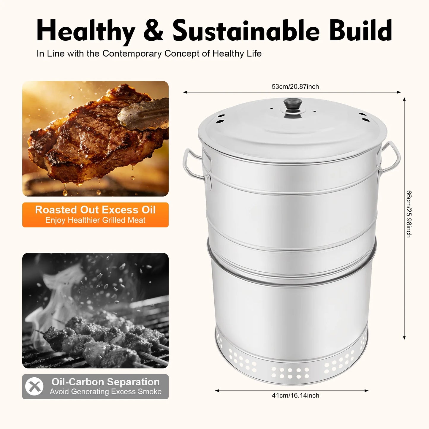 Smokeless Vertical Charcoal BBQ Grill
