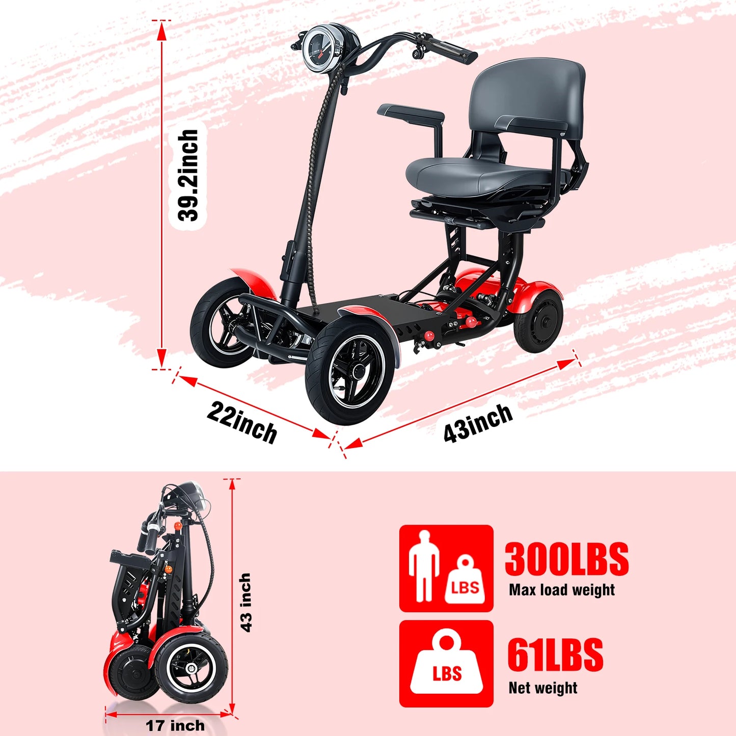 Folding 4-Wheel Mobility Scooter for Seniors
