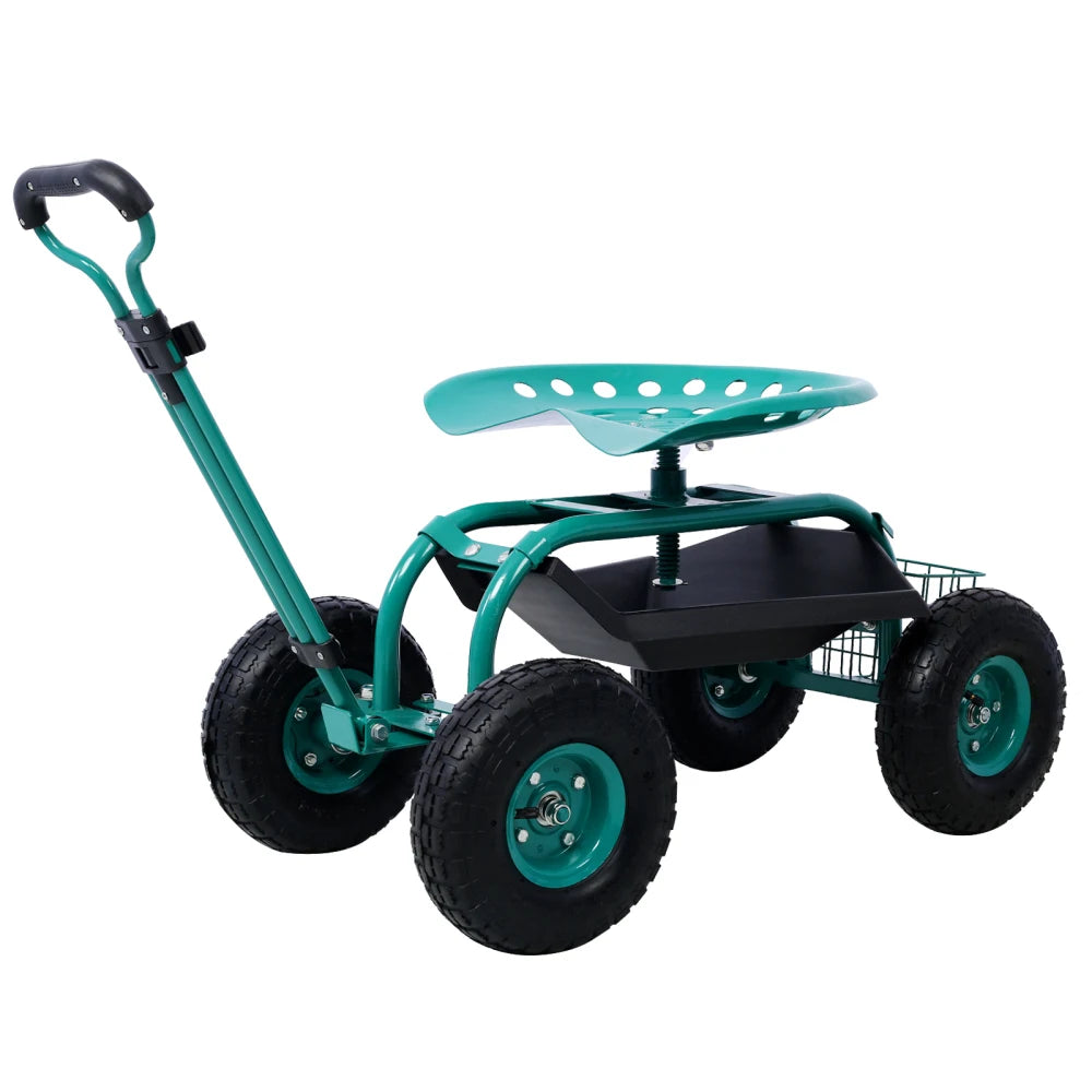 Rolling Garden Scooter with Tool Tray