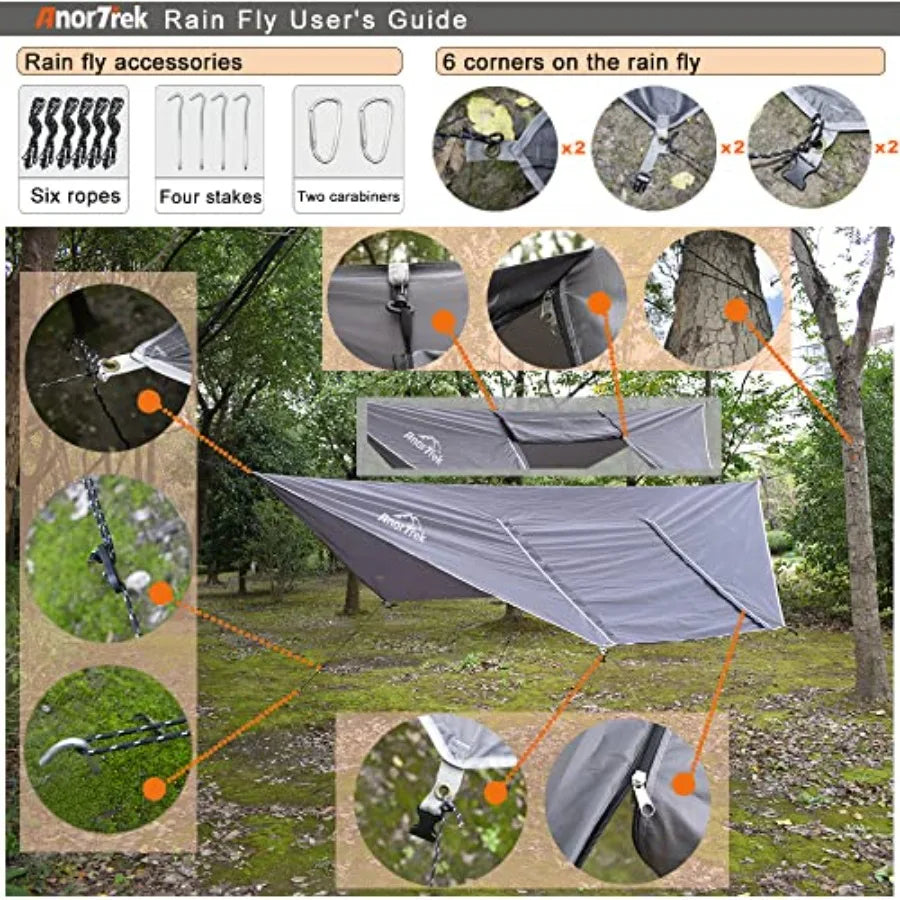 Camping Hammock with Mosquito Net and Rain Fly Tarp