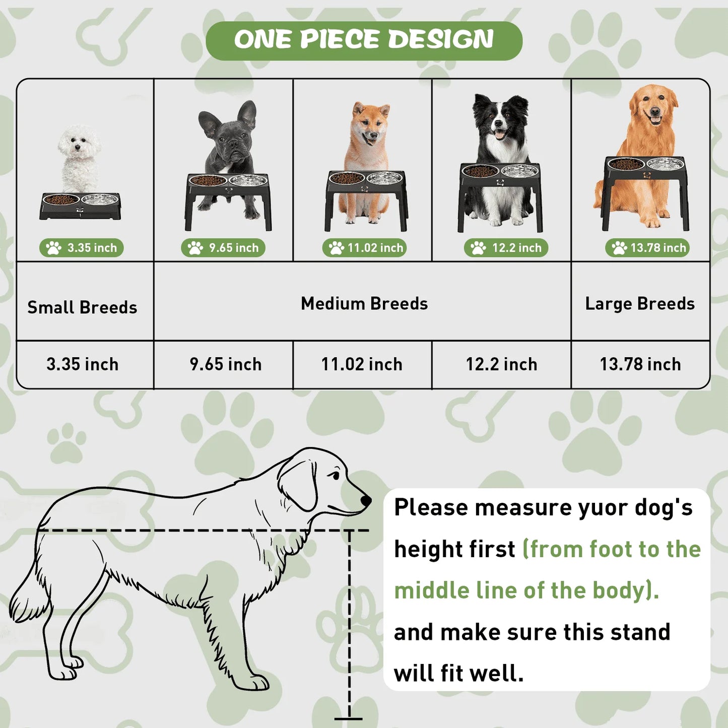 5 Heights Adjustable Dog Food Bowl