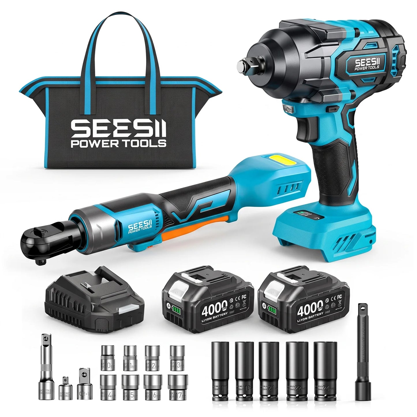 3/8" Ratchet Wrench & 1000N.m Impact Wrench Kit