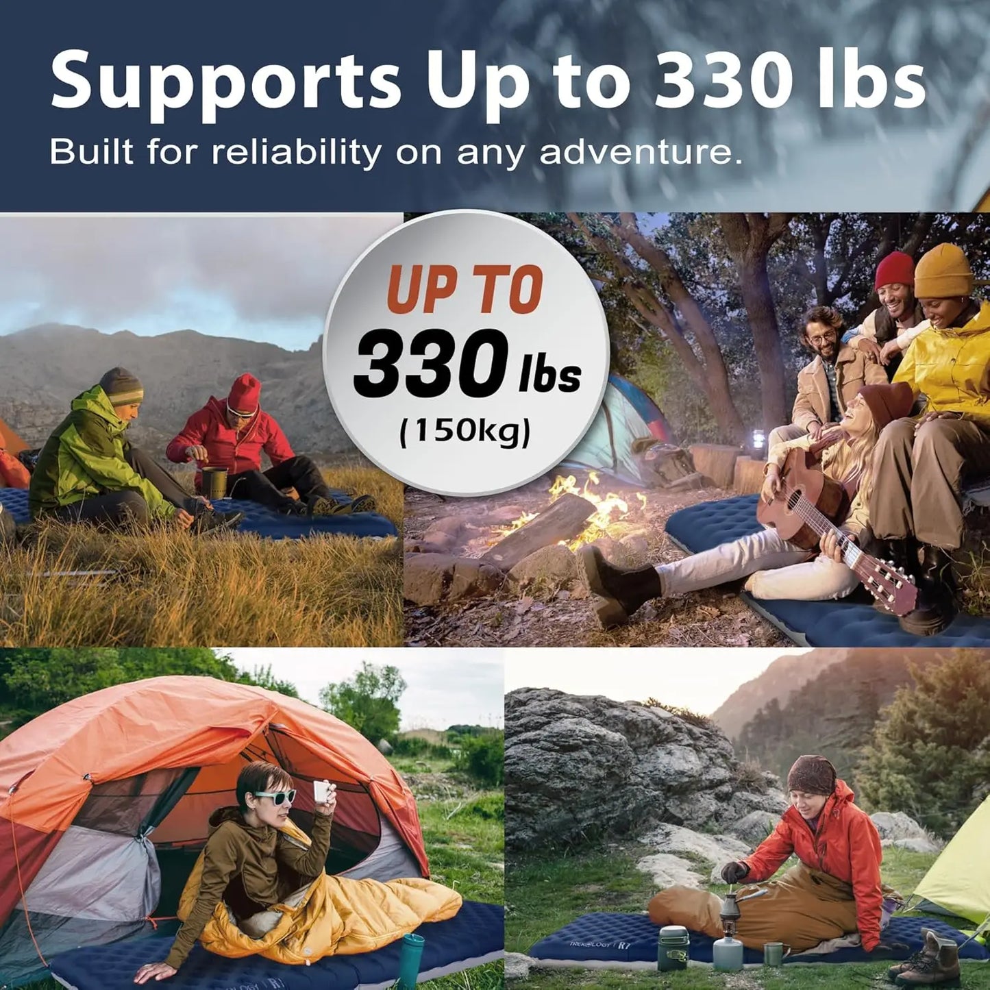 Camping Sleeping Pad 4" Thick Inflatable Mat