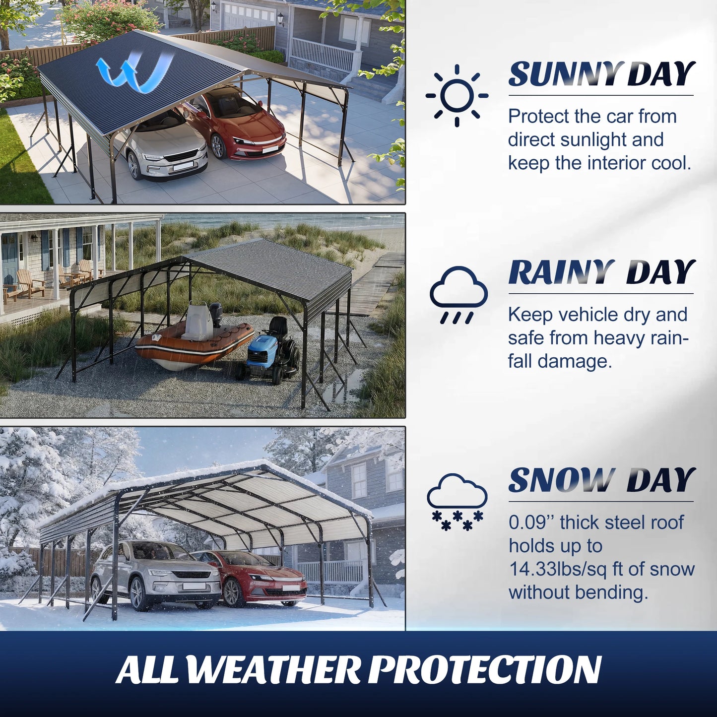 20×20 FT Galvanized Steel Carport