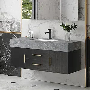 Floating Bathroom Vanity (Walnut with Doors, 39.4'')