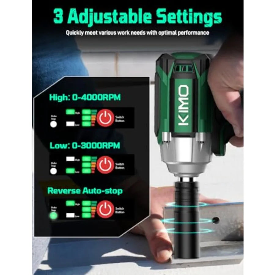 Impact Wrench 1/2 Cordless, 9-Piece Drill and Driver Set