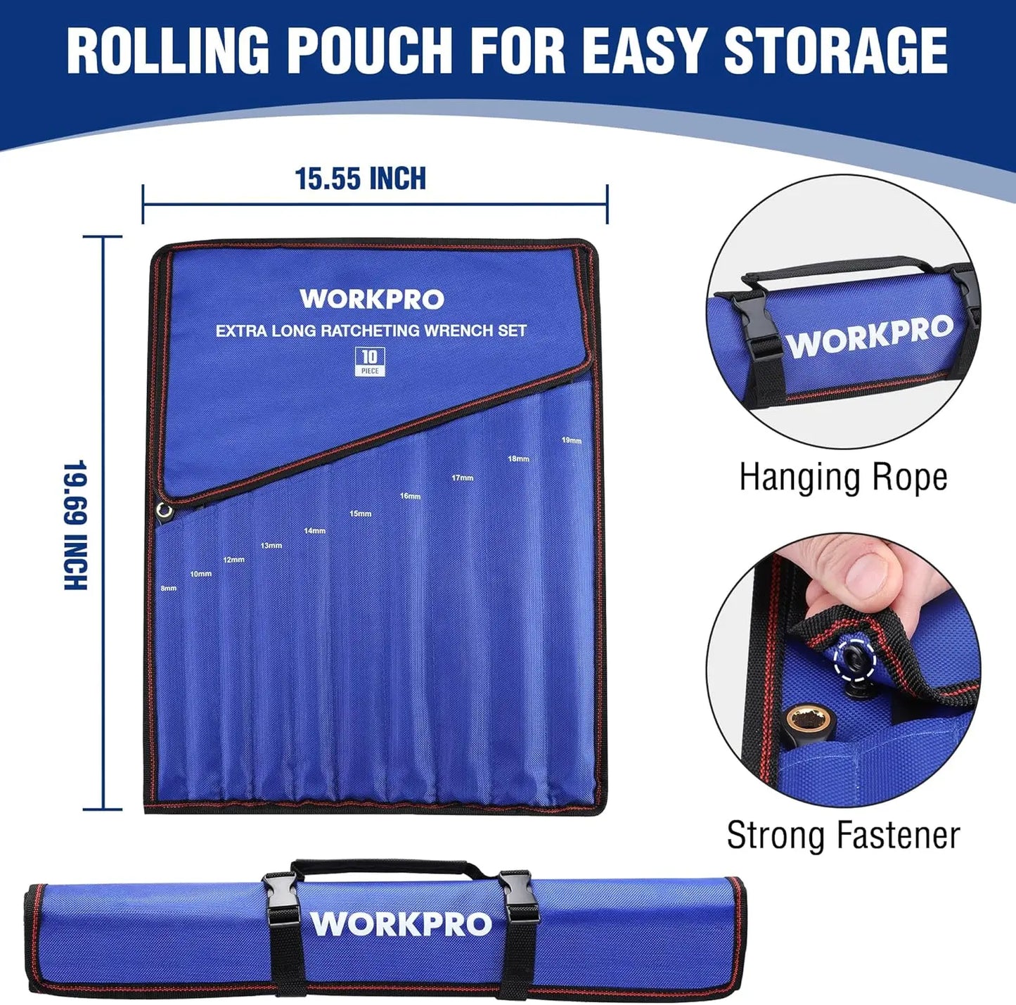 Extra Long Ratcheting Wrench Set, 10-Piece Metric