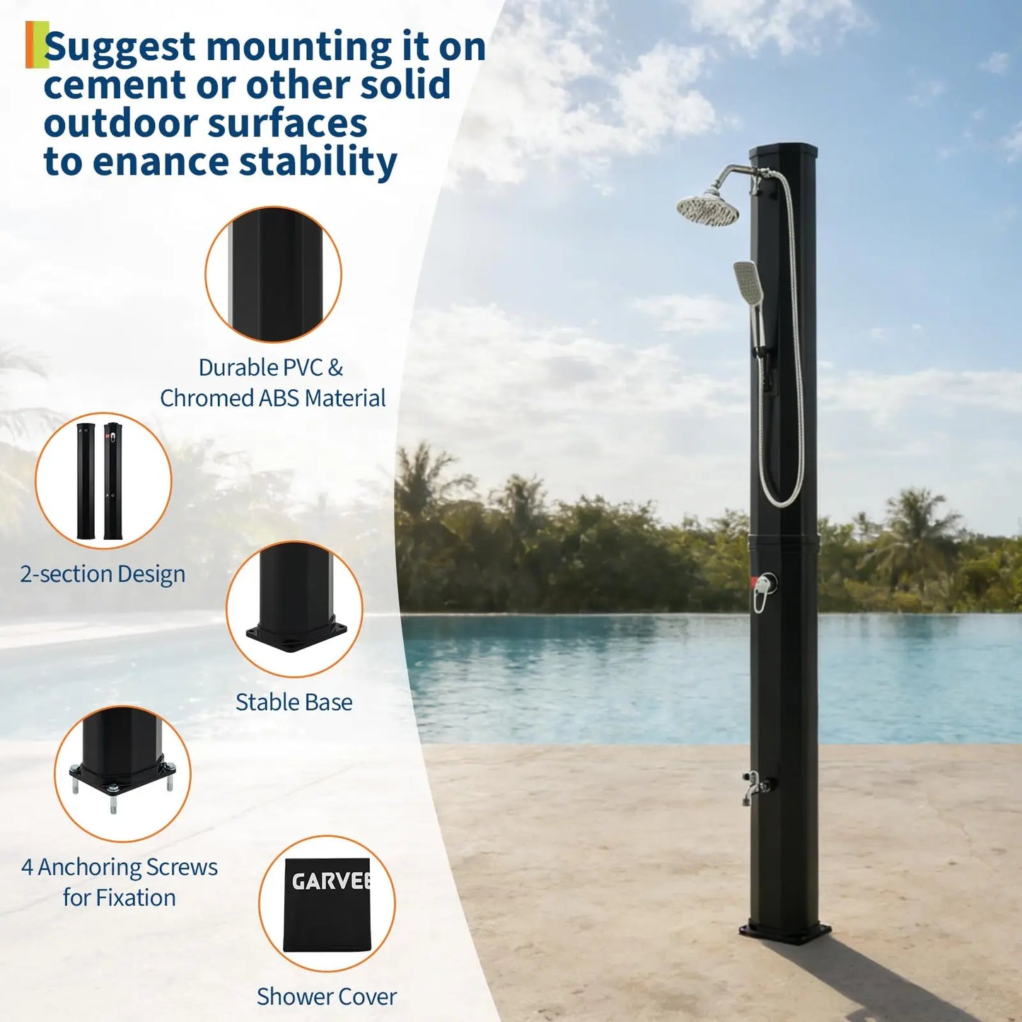 Solar Heated Pool Shower